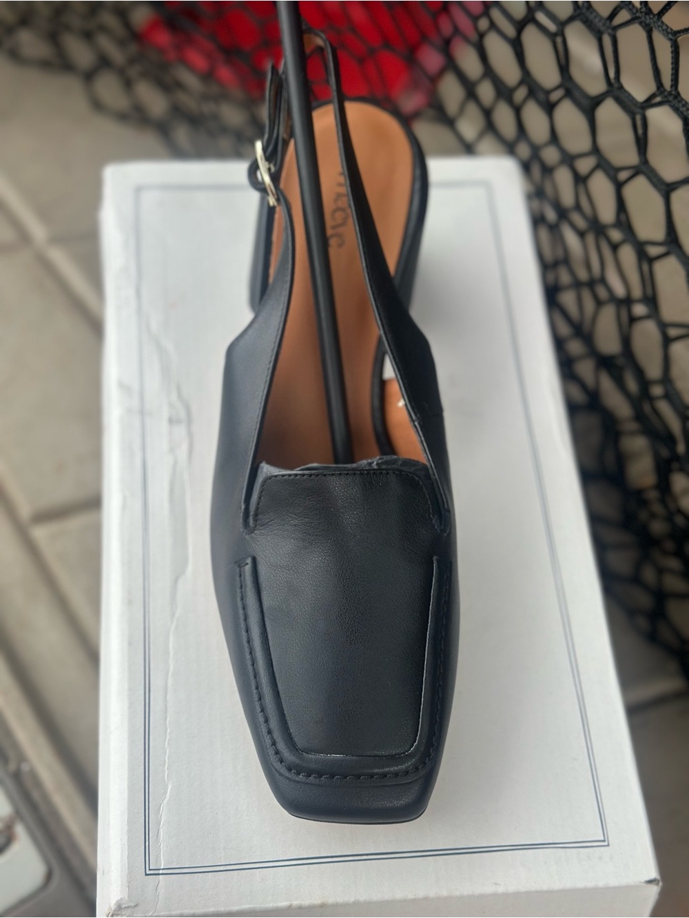 Anthropologie Black Leather Slingback Loafers
